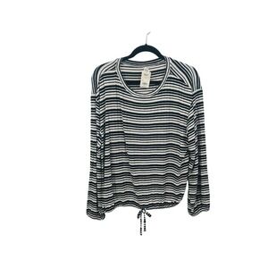 Mudd Black and white striped longsleeve blouse